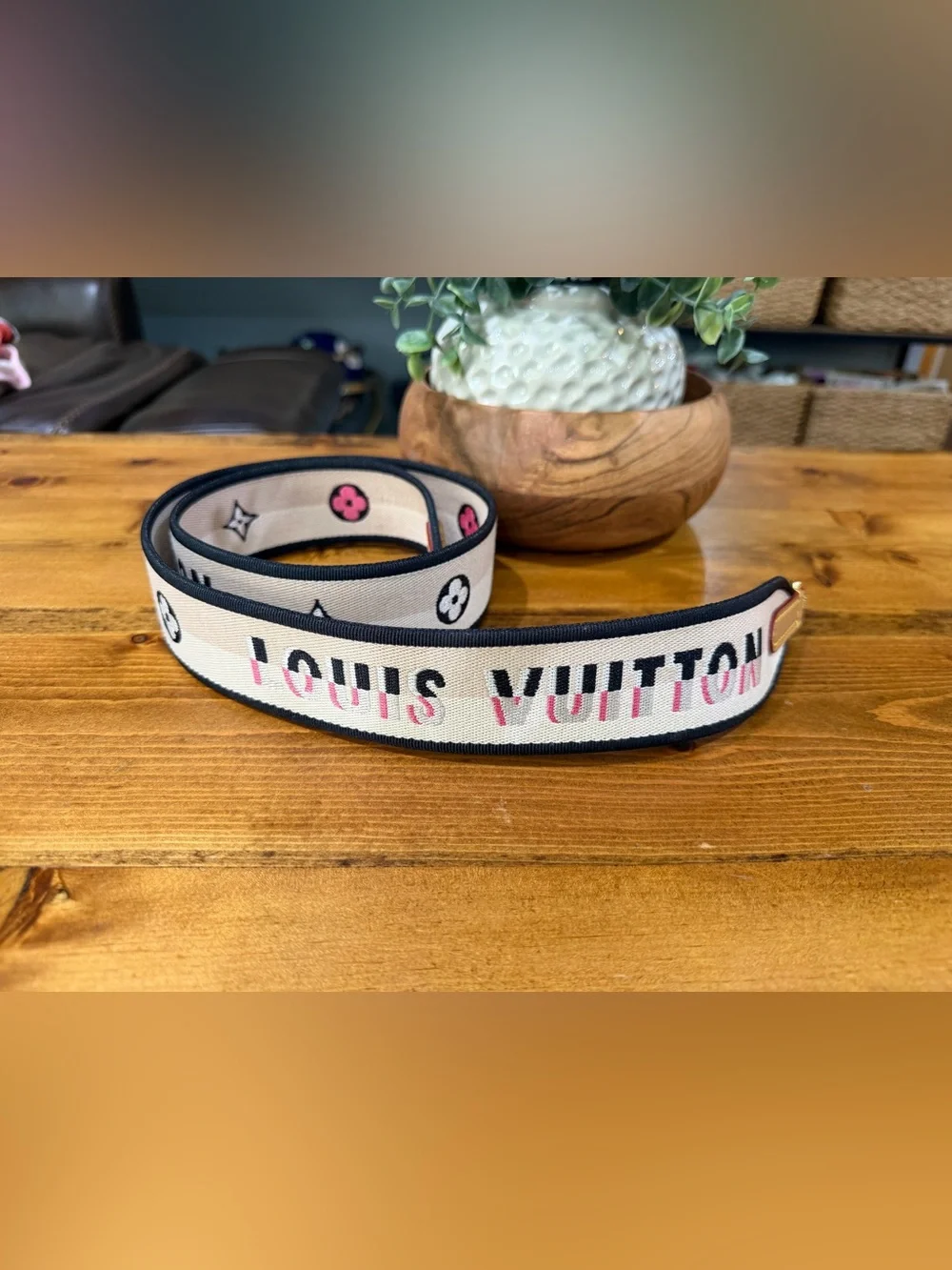 Louis Vuitton Guitar Strap Speedy 20 Bandouliere Pink Black Beige